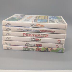 Lot Of 6 Wii Games MLB 2K8 Bowling NBA 2K10 Paintball 2 WiiPlay MiniGolf Working
